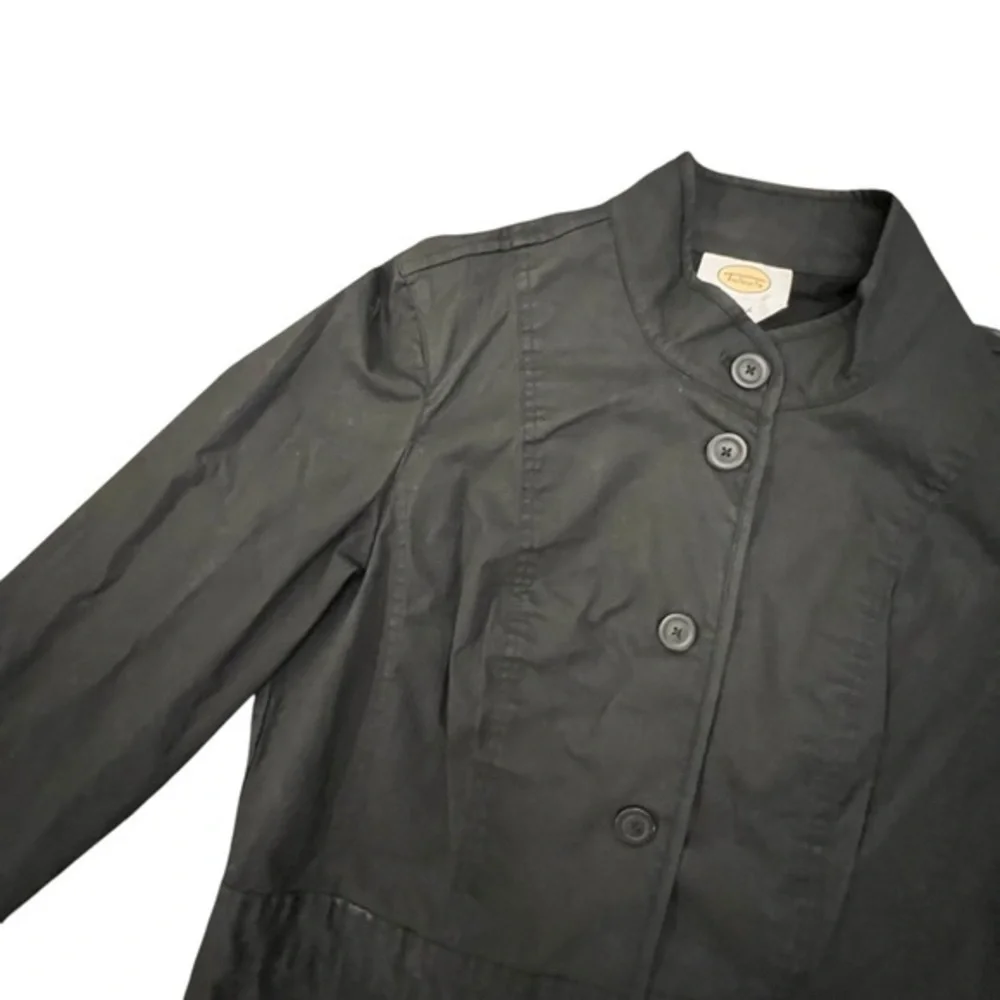Talbots Military Jacket Women’s Size 6 Stretch Black Twill Long Sleeve Button Up
